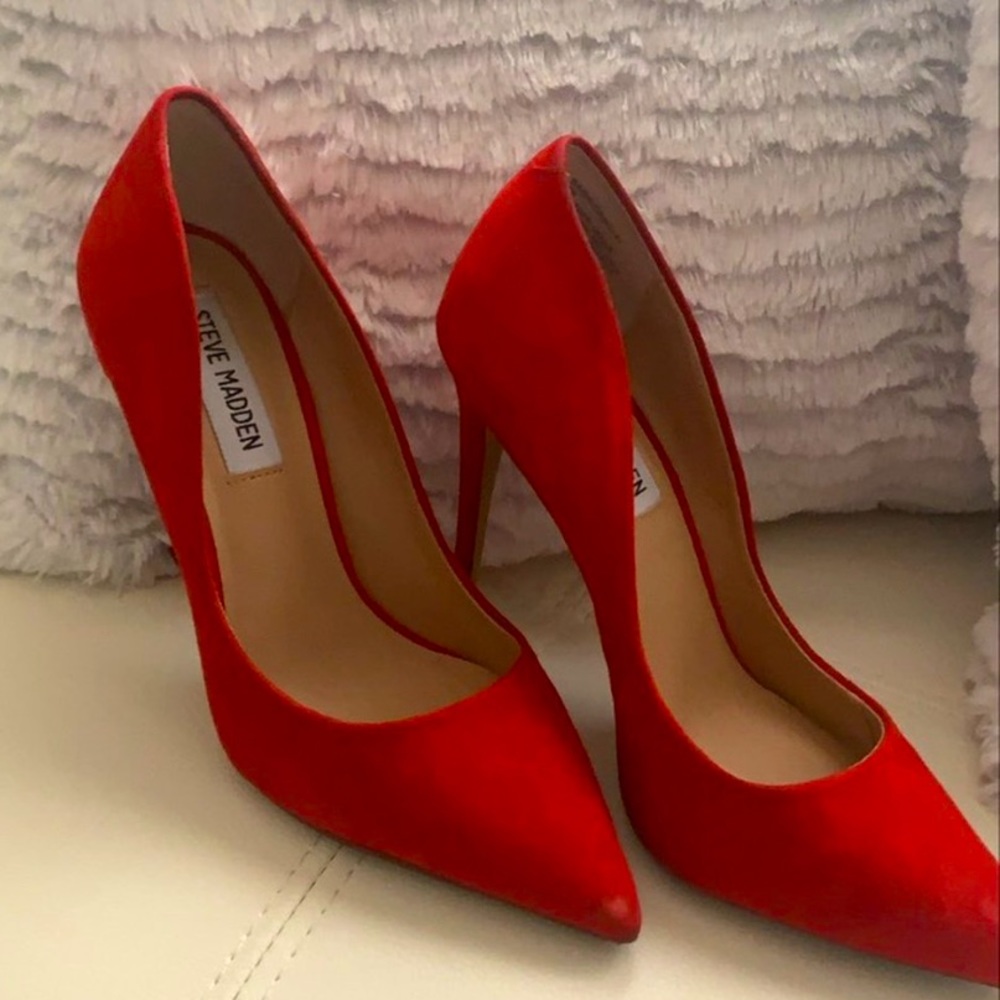 Red Suede Steve Madden Heels